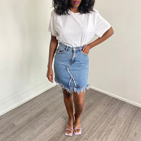 JUPE EN JEAN TAILLE HAUTE Y2K - TFT VINTAGE SHOP