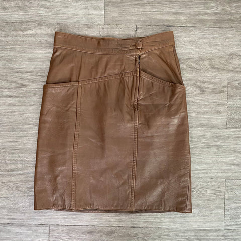 JUPE VINTAGE EN CUIR TAILLE HAUTE