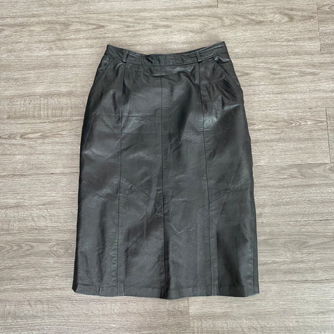 JUPE VINTAGE EN CUIR TAILLE HAUTE