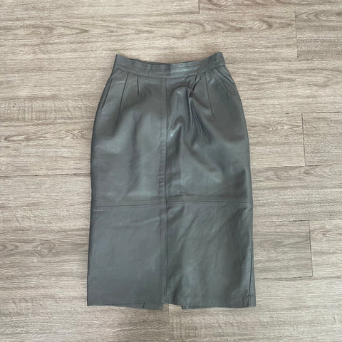JUPE VINTAGE EN CUIR TAILLE HAUTE