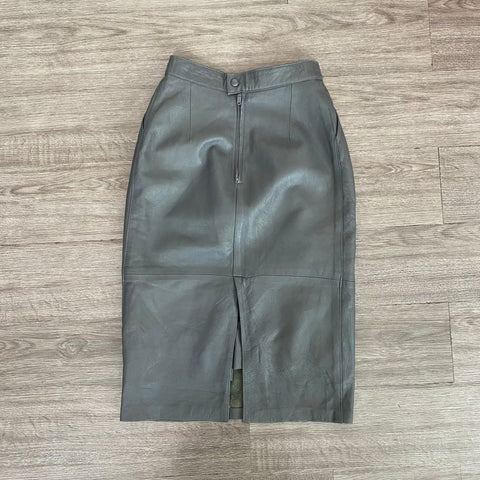 JUPE VINTAGE EN CUIR TAILLE HAUTE