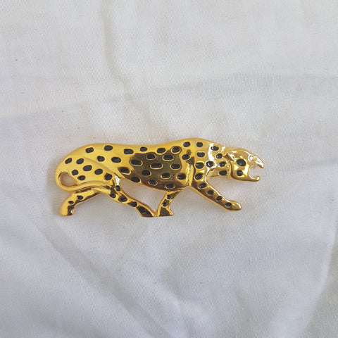 Broche léopard en métal doré