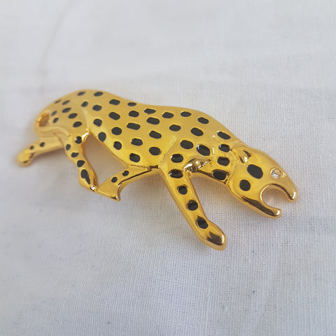 Broche léopard en métal doré