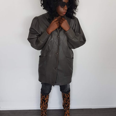 TFT VINTAGE SHOP-Manteau en cuir vintage