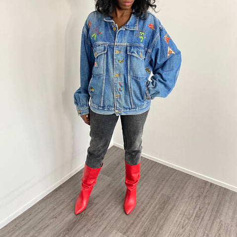 Veste en jean customisée - TFT VINTAGE SHOP