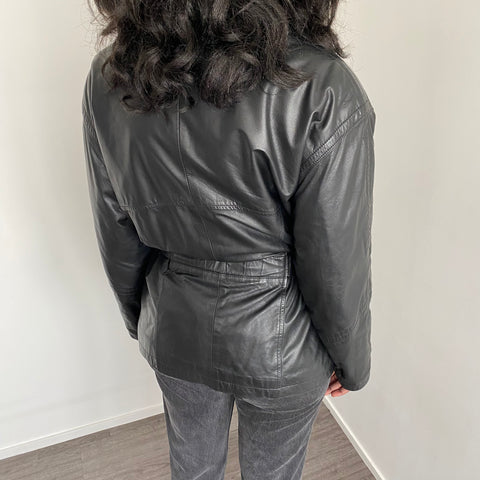 VESTE VINTAGE EN CUIR CEINTURÉ