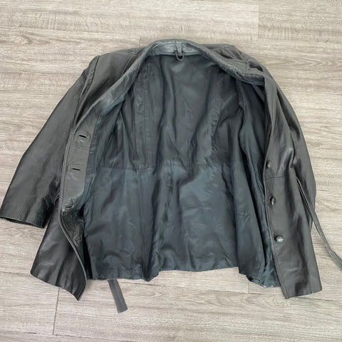 VESTE VINTAGE EN CUIR CEINTURÉ