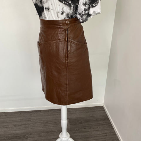 JUPE VINTAGE EN CUIR TAILLE HAUTE