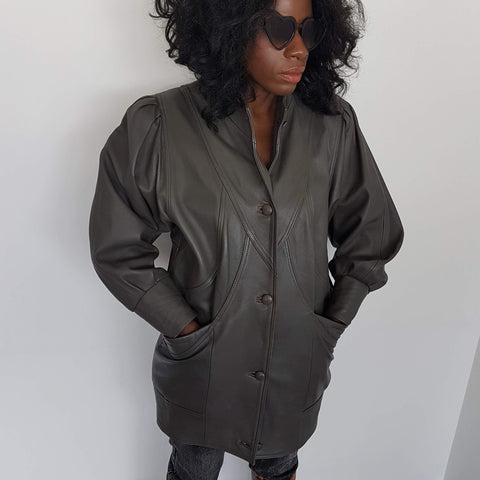 TFT VINTAGE SHOP-Manteau en cuir vintage